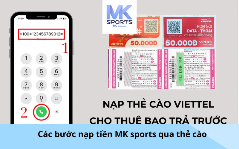 Các bước nạp tiền MK sports qua thẻ cào